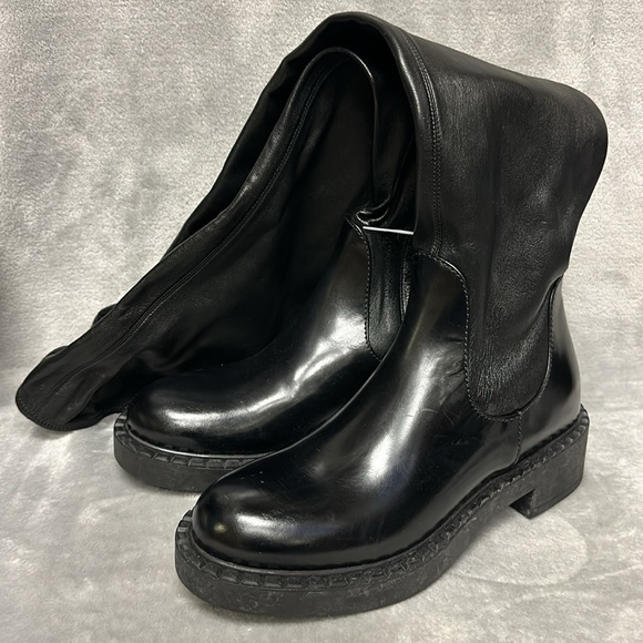 Prada Stretch Napa Moto Knee Boots Size 37 - Picture 4 of 10